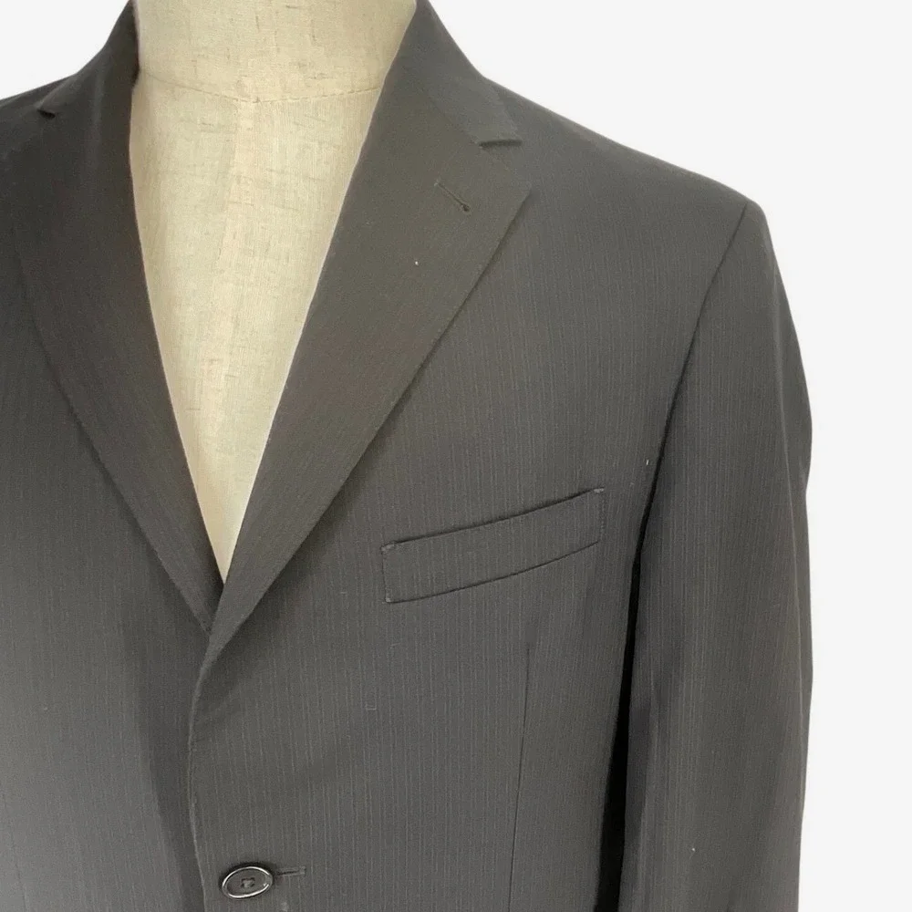 Jos. A. Bank Chelsea Mens Suit Jacket Blazer‎ 40S Black Wool Blend Pinstripe 40S
